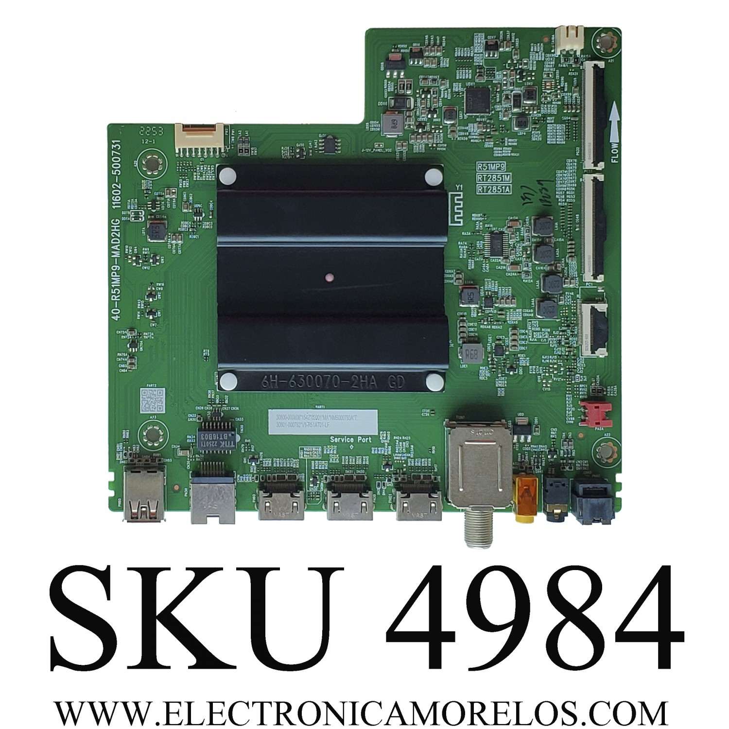 MAIN ORIGINAL PARA TV TCL 4K UHD HDR ANDROID TV / NUMERO DE PARTE 30801-000782 / 40-R51MP9-MAD2HG / 30800-000808 / 11602-500731 / V8-R51AT01-LF / DISPLAY ST5461D12-4 / MODELO 55S454